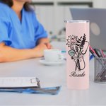 Personalisierte Geburt Blumenstrauß Stethoskop 20oz Becher mit Namen Graduierung Anerkennung Geschenk für Krankenschwester Arzt