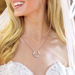 Personalized Horseshoe Rose Bayleaf Necklace with Engraved Name Lucky Charm Jewelry Engagement Ceremony Wedding Party Gift for Bride Horse Lovers