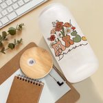 Personalisierte Vintage Blume 20oz Frau mattiertes Glas Becher mit Namen Deckel und Stroh Braut Dusche Wertschätzung Geschenk für sie