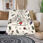 Personalisierte Herz umarmen Bären Geburt Blume Fleece weiche Decke mit 2-9 Namen Geburtstag Geschenk für Familie
