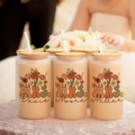 Personalisierte Vintage Blume 20oz Frau mattiertes Glas Becher mit Namen Deckel und Stroh Braut Dusche Wertschätzung Geschenk für sie