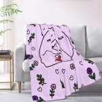 Personalisierte Herz umarmen Bären Geburt Blume Fleece weiche Decke mit 2-9 Namen Geburtstag Geschenk für Familie