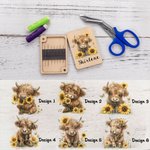 Personalized Highland Cow Wooden Magnetic Needle Box with Name Birthday Anniversary Gift for Sewing Lovers