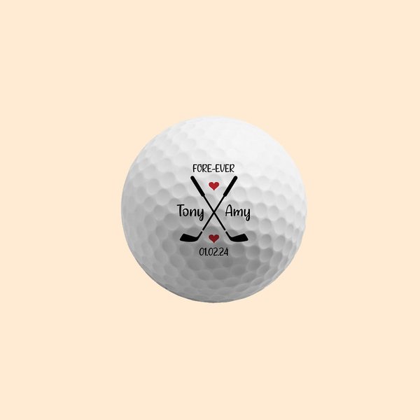 Personalisierte Forever Golfball mit Text und Datum Hochzeit Verlobung Geschenk für Mann Golfliebhaber