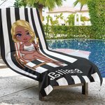 Personalisiertes Cartoon-Charakter Gestreiftes Strandtuch Schnell Trocknend Super Saugfähig Pink Weiß Mode Handtuch Strand Pool Party Urlaub Geschenk