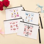 Personalised Cute Kentucky Derby Coquette Bow Women Makeup Bag with Name and Wrist Strap Portable Travel Accessory Gift for Horse Lovers