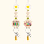 Personalisierte Blume hölzerne Perlen Name Lanyard mit Schlüsselring Dankbarkeit zurück zu Schule Geschenk für Lehrer