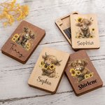 Personalized Highland Cow Wooden Magnetic Needle Box with Name Birthday Anniversary Gift for Sewing Lovers