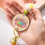 Personalisierte Blume hölzerne Perlen Name Lanyard mit Schlüsselring Dankbarkeit zurück zu Schule Geschenk für Lehrer