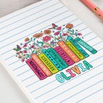 Personalized Book Pencil Wildflowers Name Notebook Teacher Appreciation School Season Gift for Teacher