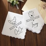 Mouchoir personnalisé Close to Your Heart Portrait de chien avec nom et date Cadeau commémoratif de mariage pour la mariée, le marié, l'amoureux des c