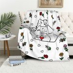 Personalisierte Herz umarmen Bären Geburt Blume Fleece weiche Decke mit 2-9 Namen Geburtstag Geschenk für Familie