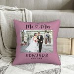 Personalised Multi-colour Photo Throw Pillow Cover with Name Wedding Valentine's Anniversary Day Gift for Couple