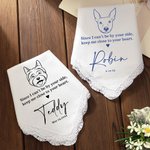 Mouchoir personnalisé Close to Your Heart Portrait de chien avec nom et date Cadeau commémoratif de mariage pour la mariée, le marié, l'amoureux des c