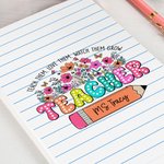 Personalized Book Pencil Wildflowers Name Notebook Teacher Appreciation School Season Gift for Teacher