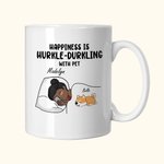 Personalisierte Glück ist Hurkle-Durklinging mit Haustieren Keramik Becher mit Namen Geburtstag Geschenk für Tierliebhaber