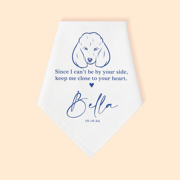 Mouchoir personnalisé Close to Your Heart Portrait de chien avec nom et date Cadeau commémoratif de mariage pour la mariée, le marié, l'amoureux des c