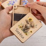 Personalized Highland Cow Wooden Magnetic Needle Box with Name Birthday Anniversary Gift for Sewing Lovers