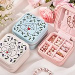 Personalisierte niedliche Liebe Umarmung Familie Bär Leder Schmuckkästchen mit Namen und Geburt Blume Portable Travel Accessoire Geburtstag Muttertag 