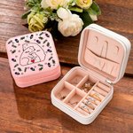 Personalisierte niedliche Liebe Umarmung Familie Bär Leder Schmuckkästchen mit Namen und Geburt Blume Portable Travel Accessoire Geburtstag Muttertag 