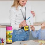 Personalized Faux Glitter Pencil Crayon Apple Name 20 oz Skinny Tumbler and Badge Holder Appreciation Back to School Gift for Teacher