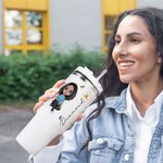 Personalized Cartoon Women Girl Birth Flower Butterfly 40oz Tumbler with Name and Straw Birthday Gift for Her