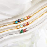 Henkilökohtainen Dainty 2-6 Square Birthstones Family Rannekoru Syntymäpäivä Vuosipäivä lahja naisille