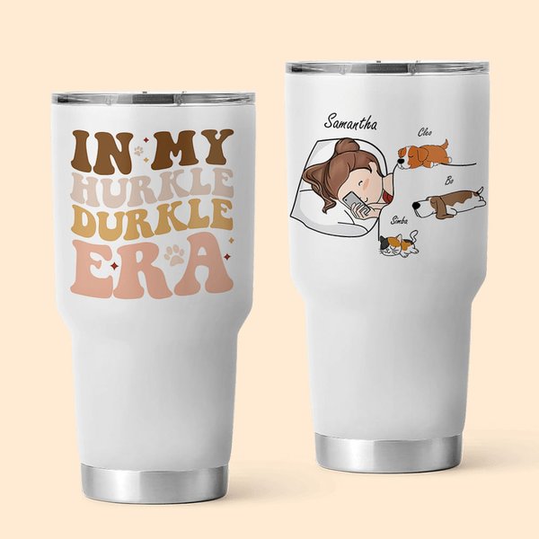 Personalized Cute Dog Cat In My Hurkle Durkle Era 30oz Name Tumbler with Straw and Brush Birthday Gift for Pet Lover
