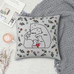 Personalized Love Hugging Bear Family Throw Pillow Cover with Birth Flower and 2-9 Names Birthday Anniversary Gift for Dad Mom