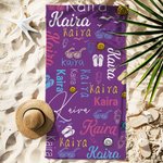 Personalisiertes Buntes Sonnenbrille Strandtuch mit Namen Schnell Trocknendes Saugfähiges Handtuch Sommer Urlaub Pool Party Geschenk für Familie