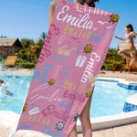 Personalisiertes Buntes Sonnenbrille Strandtuch mit Namen Schnell Trocknendes Saugfähiges Handtuch Sommer Urlaub Pool Party Geschenk für Familie