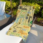 Personalisiertes Buntes Sonnenbrille Strandtuch mit Namen Schnell Trocknendes Saugfähiges Handtuch Sommer Urlaub Pool Party Geschenk für Familie