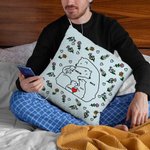 Personalized Love Hugging Bear Family Throw Pillow Cover with Birth Flower and 2-9 Names Birthday Anniversary Gift for Dad Mom