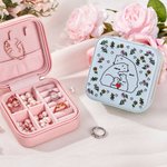 Personalisierte niedliche Liebe Umarmung Familie Bär Leder Schmuckkästchen mit Namen und Geburt Blume Portable Travel Accessoire Geburtstag Muttertag 