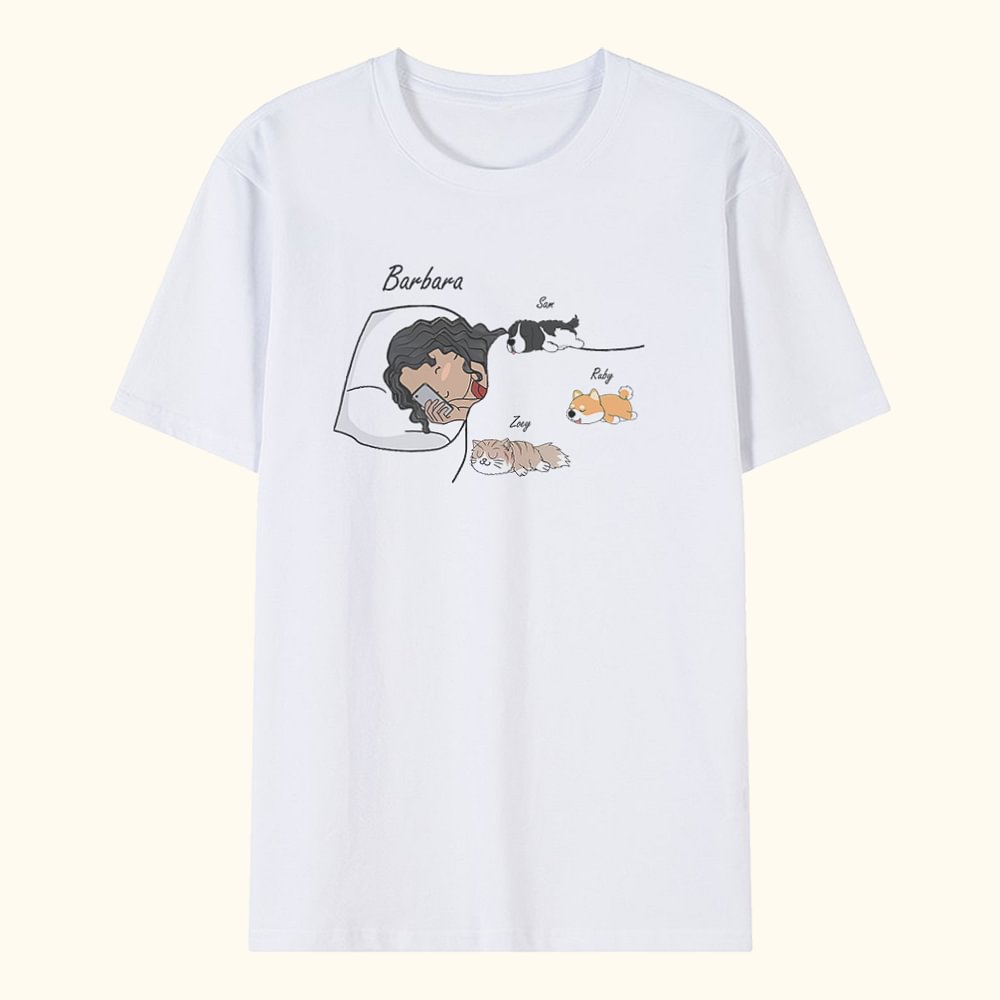 T-shirt Sweatshirt Sweat à Capuche Personnalisé avec Nom et Dessin de Fille Chien Chat Cadeau Anniversaire pour Amoureux d'Animal de Compagnie