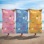 Personalisiertes Buntes Sonnenbrille Strandtuch mit Namen Schnell Trocknendes Saugfähiges Handtuch Sommer Urlaub Pool Party Geschenk für Familie