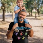 Personalized Belongs to Watercolor Family Hand Print 100% Cotton T-shirt with Name and Nickname Father's Day Birthday Gift for Dad Grandpa