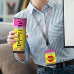 Personalized Faux Glitter Pencil Crayon Apple Name 20 oz Skinny Tumbler and Badge Holder Appreciation Back to School Gift for Teacher