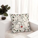 Personalized Love Hugging Bear Family Throw Pillow Cover with Birth Flower and 2-9 Names Birthday Anniversary Gift for Dad Mom
