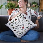 Personalized Love Hugging Bear Family Throw Pillow Cover with Birth Flower and 2-9 Names Birthday Anniversary Gift for Dad Mom