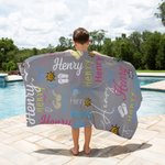 Personalisiertes Buntes Sonnenbrille Strandtuch mit Namen Schnell Trocknendes Saugfähiges Handtuch Sommer Urlaub Pool Party Geschenk für Familie