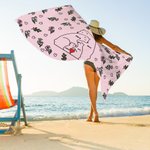 Toalla de playa de microfibra personalizada con el nombre y la flor de nacimiento Love Hugging Family Bear Quick Dry Oversized Summer Travel Essential