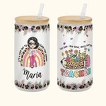 Personalized Teach Them Love Them Watch Them Grow 20oz Drinking Glasses with Bamboo Lid and Straw Birthday Back to School Gift for Teacher