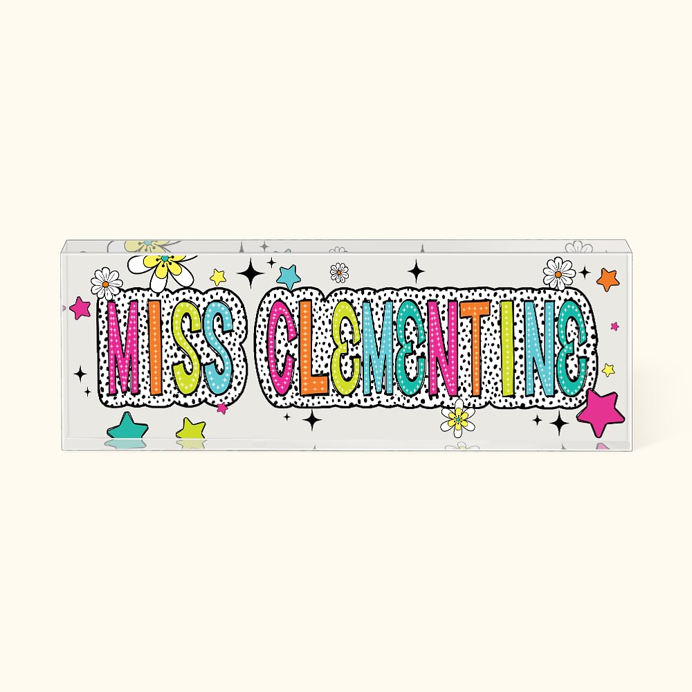 Panneau Acrylique Personnalisé avec Nom à Points Dalmatiens Décoration de Bureau Cadeau Rentrée Scolaire pour Enseignant