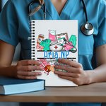 Personalized Nurse Hat Stethoscope Medical Element 120 Pages A5 Lined Spiral Notebook with Name Graduation Appreciation Gift for Nurse Medical Student