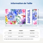 Serviette de Plage Personnalisée avec Nom Motif Fleur Aquarelle Linge à Séchage Rapide Cadeau Anniversaire Fête Piscine pour Femme