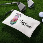 Personalisierte bunte Golfschläger Design tragbare Leinen Handtäschchen Make-up Tasche mit Namen Geburtstag Sport Team Geschenk für Golfliebhaber