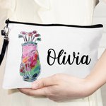 Personalisierte bunte Golfschläger Design tragbare Leinen Handtäschchen Make-up Tasche mit Namen Geburtstag Sport Team Geschenk für Golfliebhaber