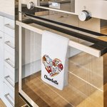 Personalizzato Strumenti di cottura Amore Cuore Cotone Waffle tessere asciugamano da cucina con testo regalo di inaugurazione per gli amanti della cuc