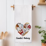 Personalizzato Strumenti di cottura Amore Cuore Cotone Waffle tessere asciugamano da cucina con testo regalo di inaugurazione per gli amanti della cuc